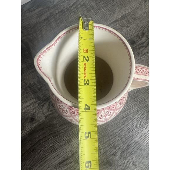 Antique Sarreguemines “Calcutta” Pitcher Red Transferware French Faeince 9” - Picture 6 of 15